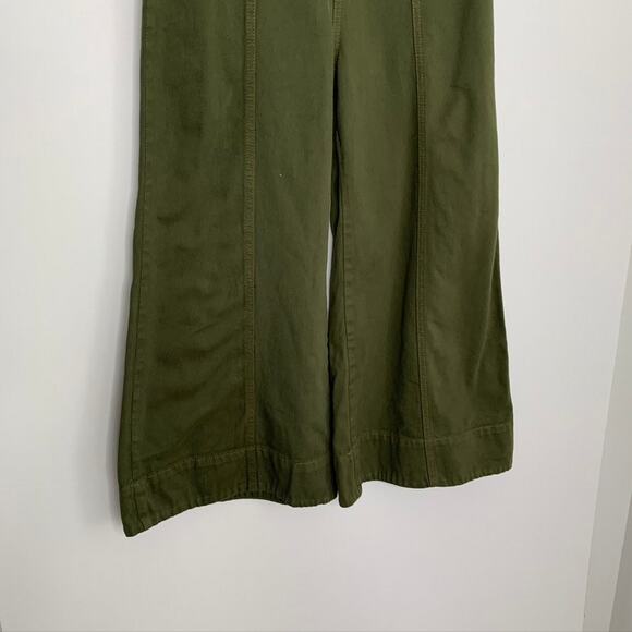 Farm Rio Wide Leg Pockets Twill Trousers Women's Size 38 Green Small - Picture 6 of 13